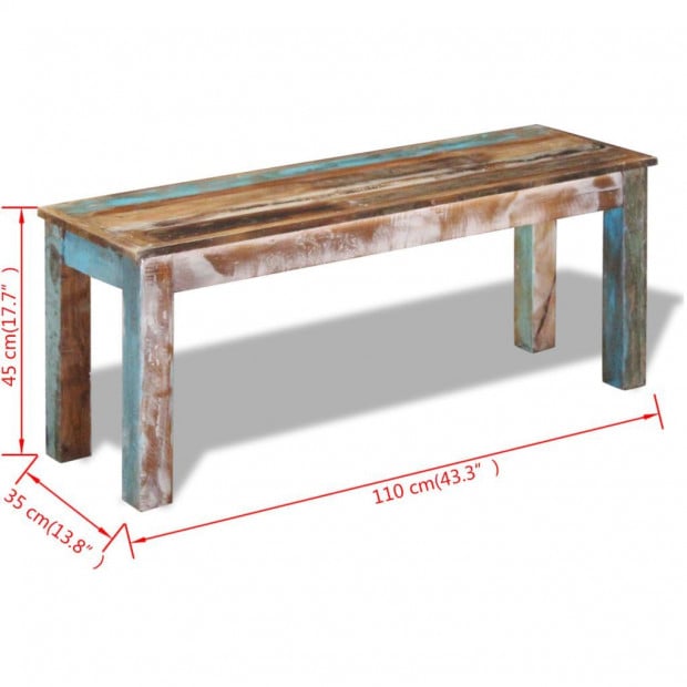 Bench Solid Reclaimed Wood 110x35x45 Cm Image 8