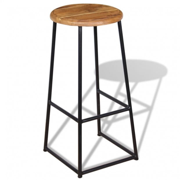 Bar Stools 2 Pcs Solid Teak Wood Image 3