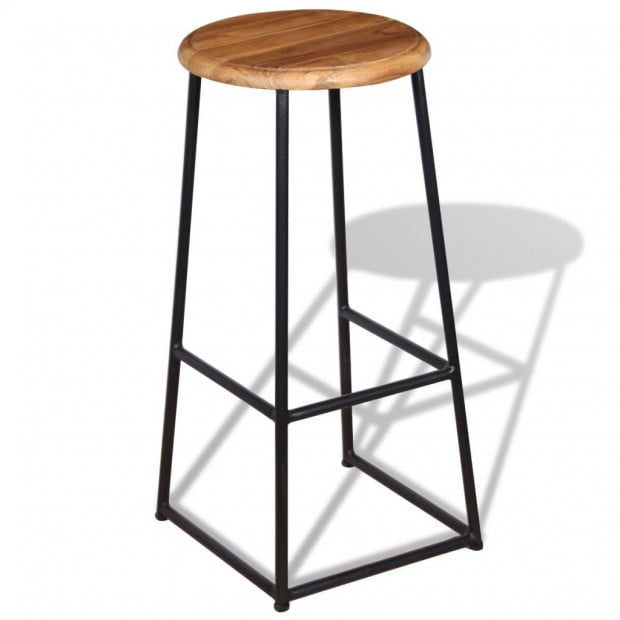 Bar Stools 2 Pcs Solid Teak Wood Image 4