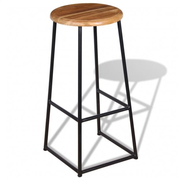 Bar Stools 2 Pcs Solid Teak Wood Image 5