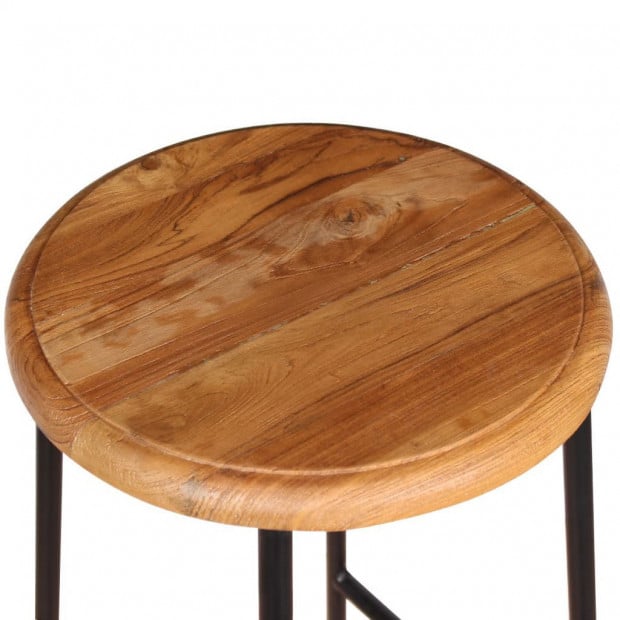 Bar Stools 2 Pcs Solid Teak Wood Image 8