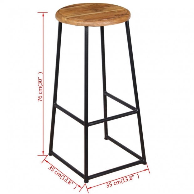 Bar Stools 2 Pcs Solid Teak Wood Image 9