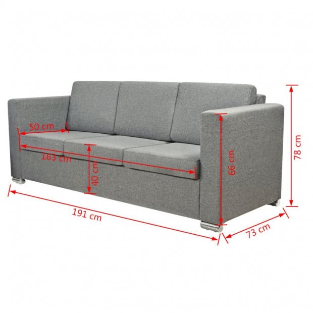 3-seater Sofa Fabric Light Grey Image 7