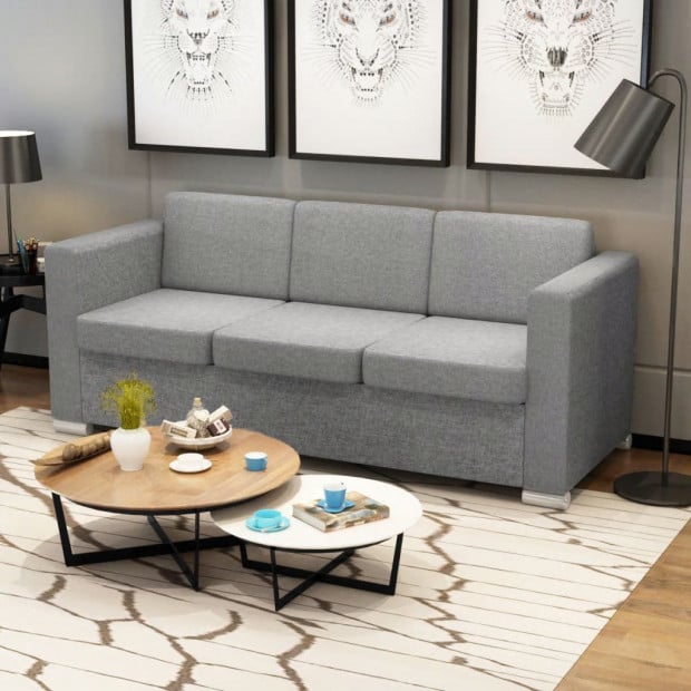 3-seater Sofa Fabric Light Grey