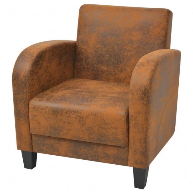 Armchair Brown Faux Suede Leather