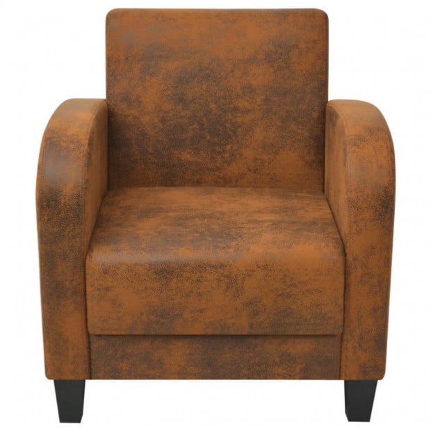 Armchair Brown Faux Suede Leather Image 3