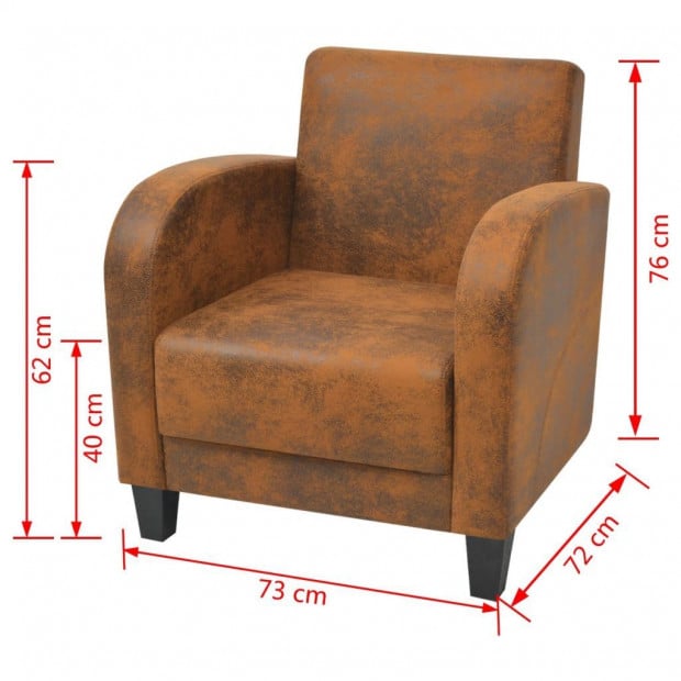 Armchair Brown Faux Suede Leather Image 5