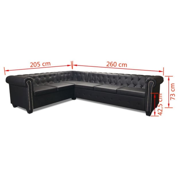 Chesterfield Corner Sofa 6-seater Artificial Leather Black Image 7