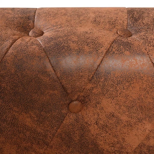 Chesterfield Corner Sofa 6-seater Artificial Leather Brown Image 3