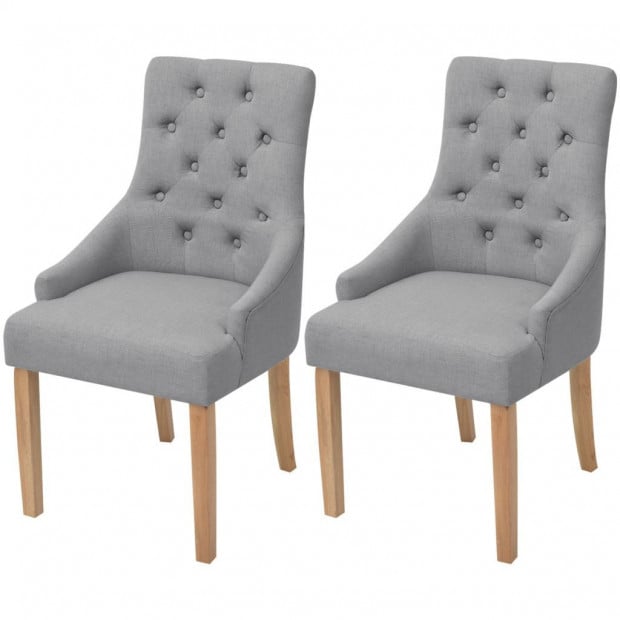 Oak Dining Chairs 2 Pcs Fabric Light Grey