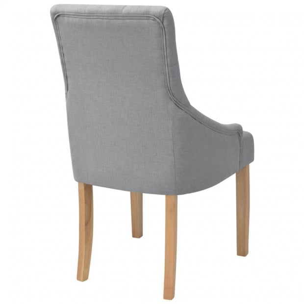 Oak Dining Chairs 2 Pcs Fabric Light Grey Image 5