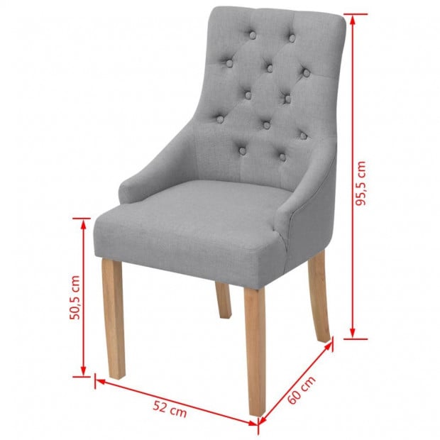 Oak Dining Chairs 2 Pcs Fabric Light Grey Image 6