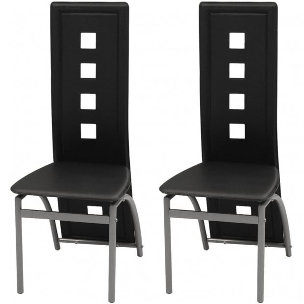 Dining Chairs 2 Pcs Black Faux Leather