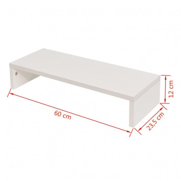 Monitor Stand Chipboard 60x23.5x12 Cm White Image 5
