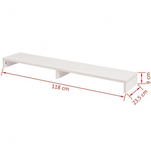 Monitor Stand Chipboard 118x23.5x9 Cm White Image 4