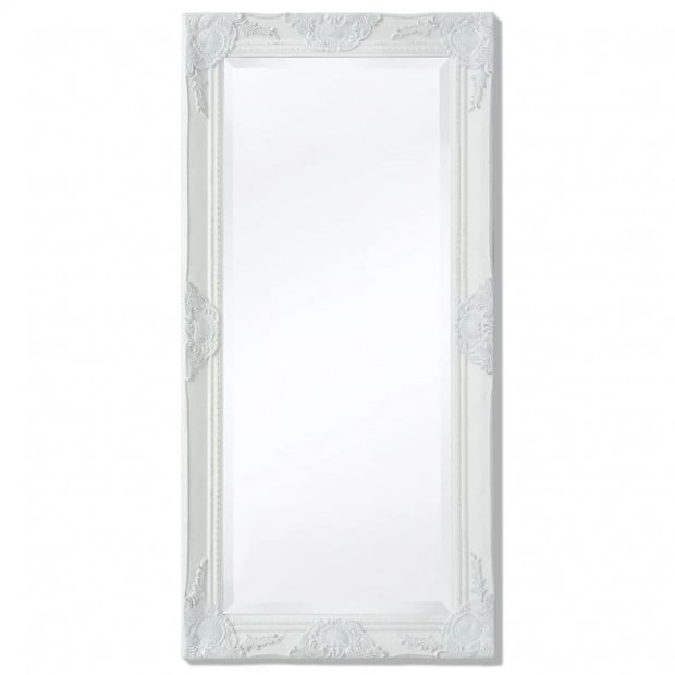 Wall Mirror Baroque Style 100x50cm White