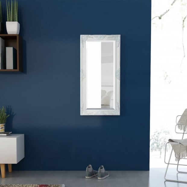 Wall Mirror Baroque Style 100x50cm White Image 3