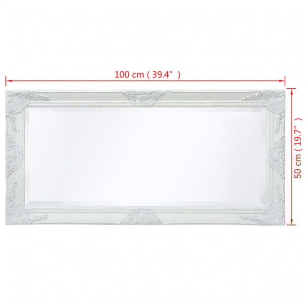 Wall Mirror Baroque Style 100x50cm White Image 9