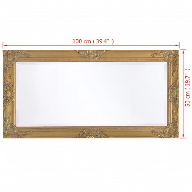 Wall Mirror Baroque Style 100x50 Cm Gold Image 9