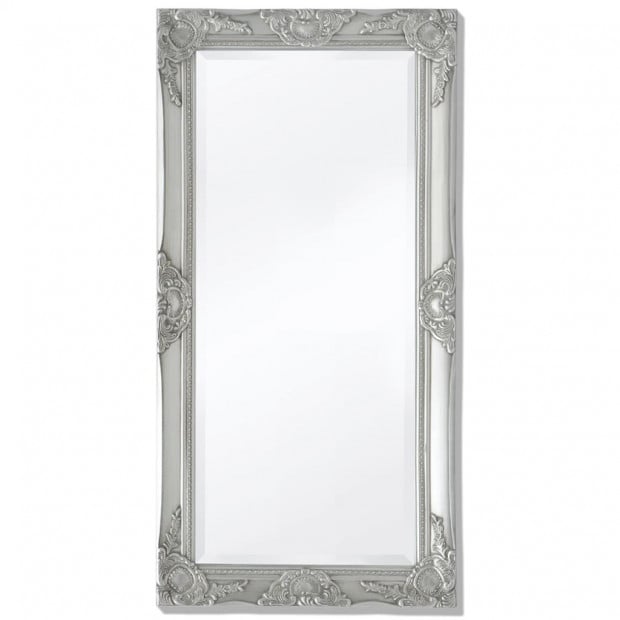 Wall Mirror Baroque Style 100x50 Cm Silver