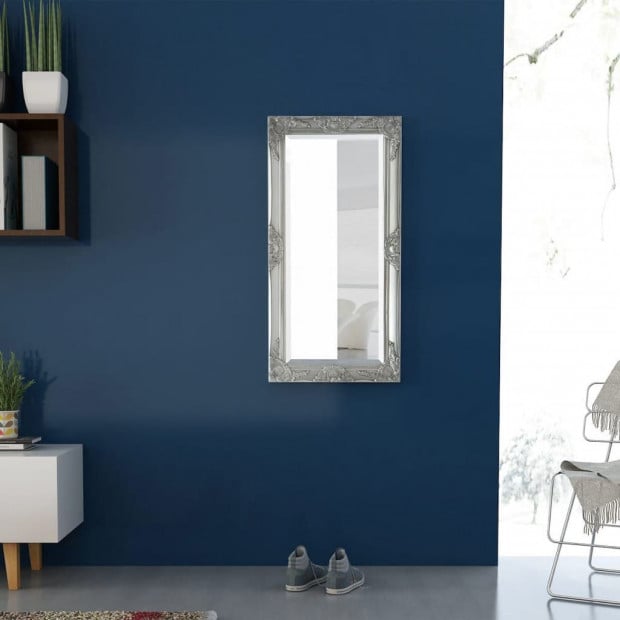 Wall Mirror Baroque Style 100x50 Cm Silver Image 3