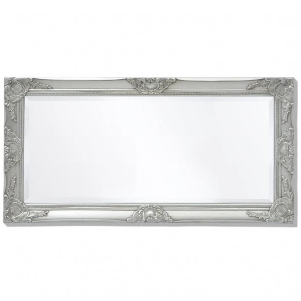 Wall Mirror Baroque Style 100x50 Cm Silver Image 5