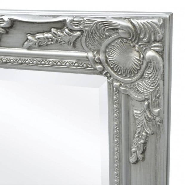 Wall Mirror Baroque Style 100x50 Cm Silver Image 6