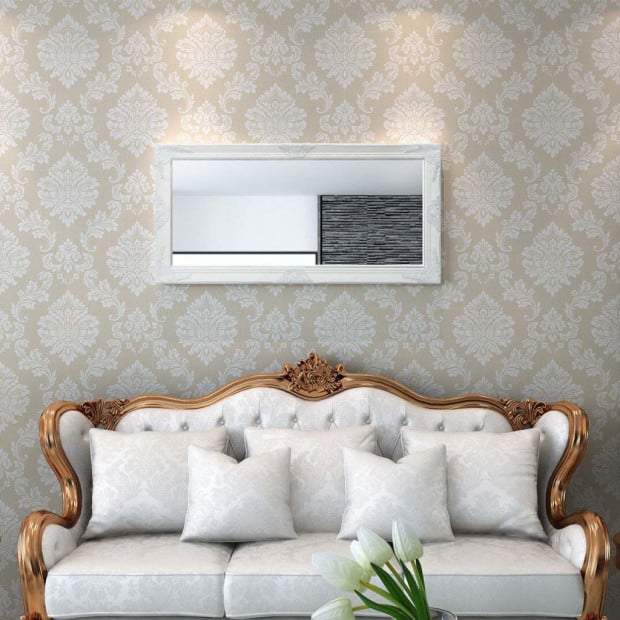 Wall Mirror Baroque Style 120x60 Cm White Image 2