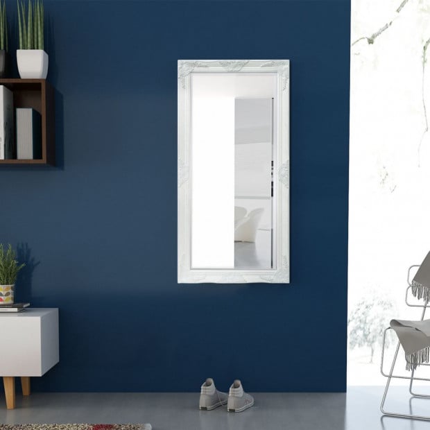 Wall Mirror Baroque Style 120x60 Cm White Image 3