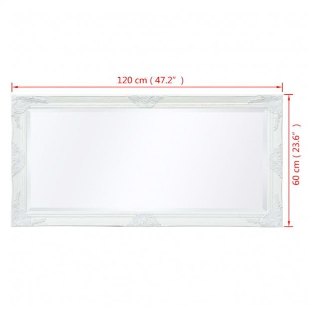 Wall Mirror Baroque Style 120x60 Cm White Image 9