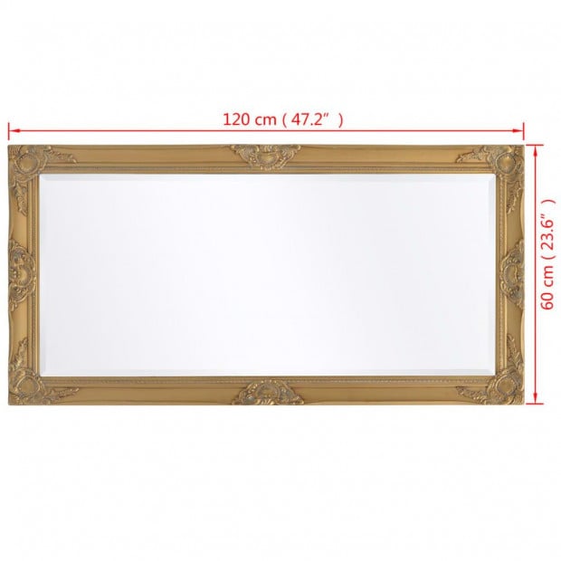 Wall Mirror Baroque Style 120x60cm Gold Image 9