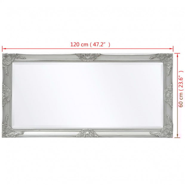 Wall Mirror Baroque Style 120x60 Cm Silver Image 9