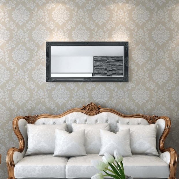 Wall Mirror Baroque Style 120x60 Cm Black Image 2