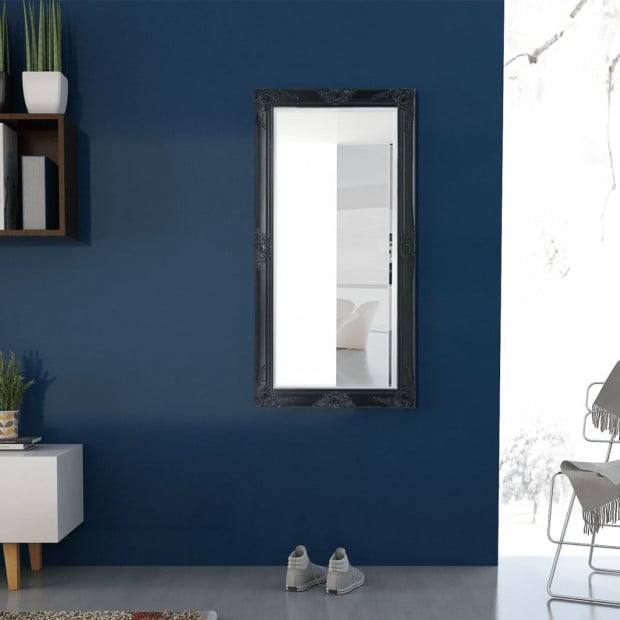 Wall Mirror Baroque Style 120x60 Cm Black Image 3