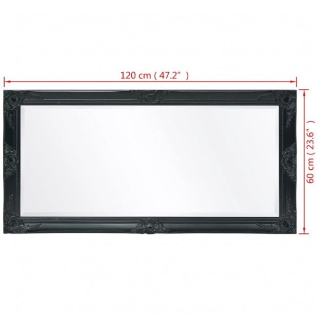 Wall Mirror Baroque Style 120x60 Cm Black Image 9