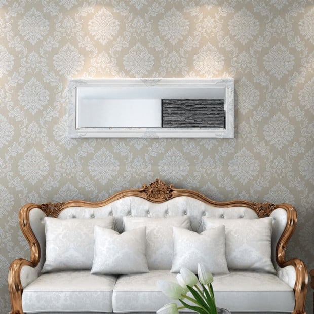 Wall Mirror Baroque Style 140x50 Cm White Image 2