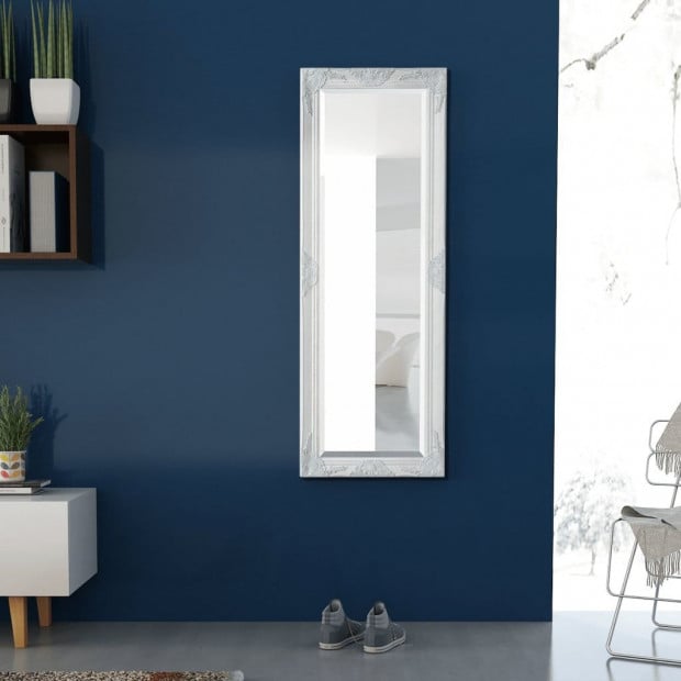Wall Mirror Baroque Style 140x50 Cm White Image 3