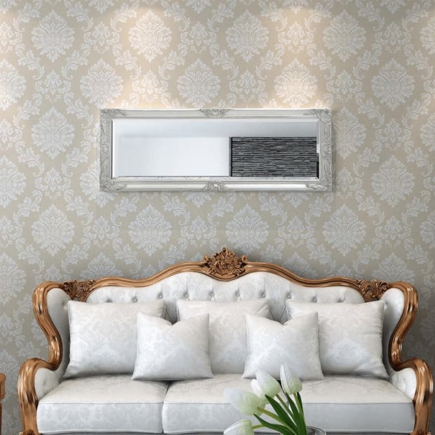 Wall Mirror Baroque Style 140x50cm Silver Image 2