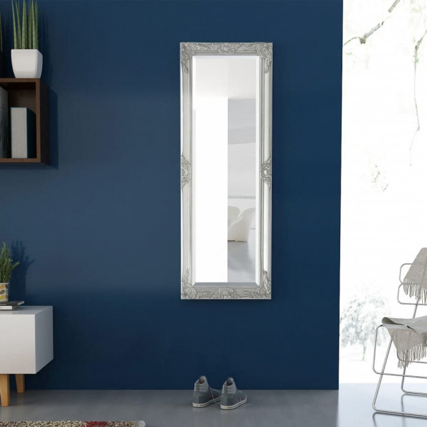 Wall Mirror Baroque Style 140x50cm Silver Image 3