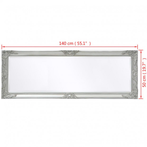 Wall Mirror Baroque Style 140x50cm Silver Image 8