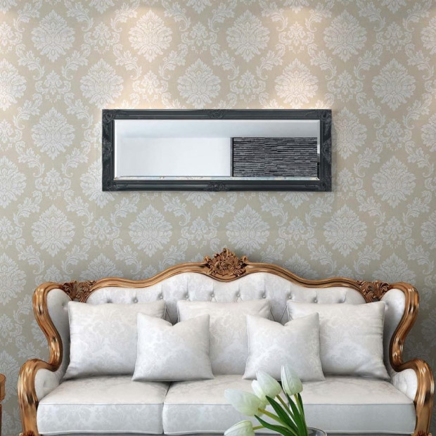Wall Mirror Baroque Style 140x50cm Black Image 2