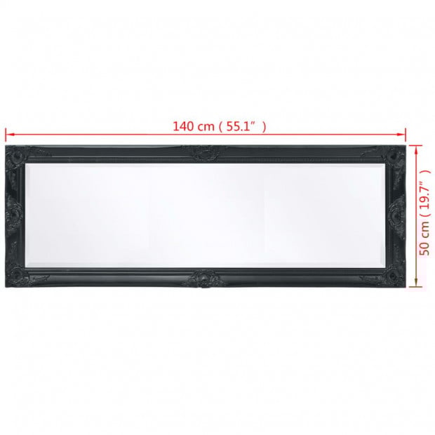 Wall Mirror Baroque Style 140x50cm Black Image 9
