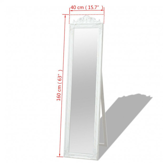 Free-standing Mirror Baroque Style 160x40 Cm White Image 7