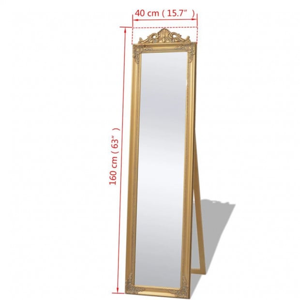 Free-standing Mirror Baroque Style 160x40 Cm Gold Image 7