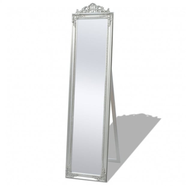 Free-standing Mirror Baroque Style 160x40 Cm Silver
