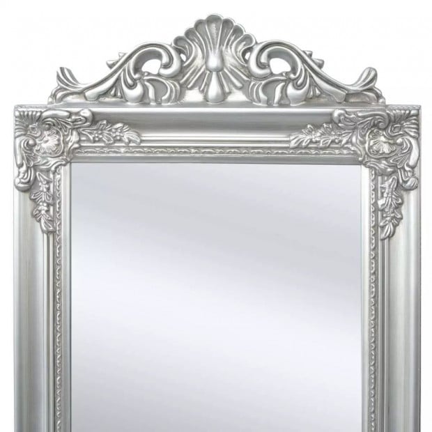 Free-standing Mirror Baroque Style 160x40 Cm Silver Image 3