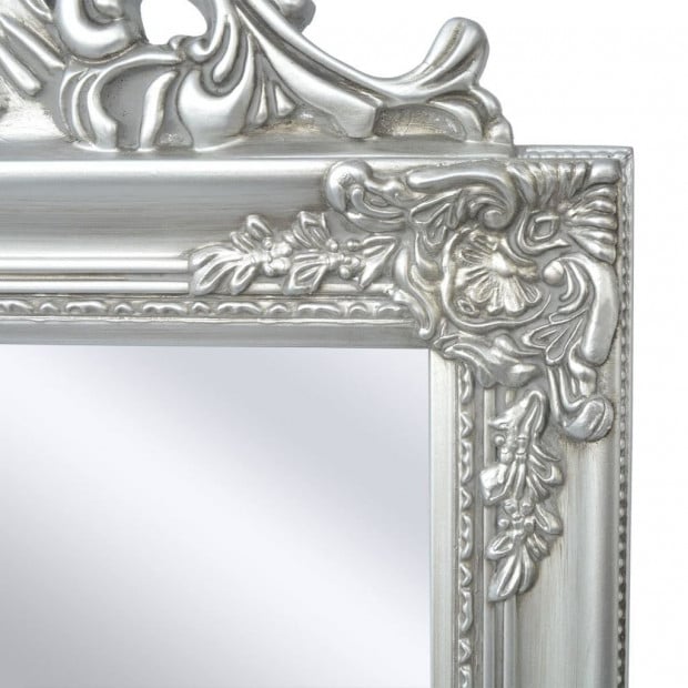 Free-standing Mirror Baroque Style 160x40 Cm Silver Image 4