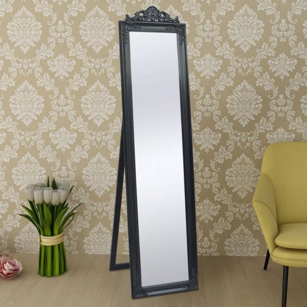 Free-standing Mirror Baroque Style 160x40 Cm Black Image 6
