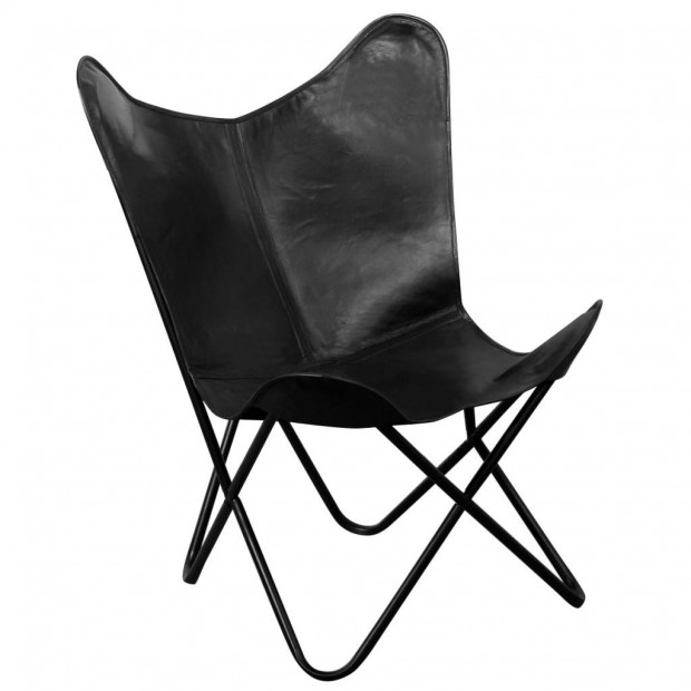 Butterfly Chair Black Real Leather Image 2