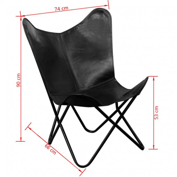 Butterfly Chair Black Real Leather Image 5